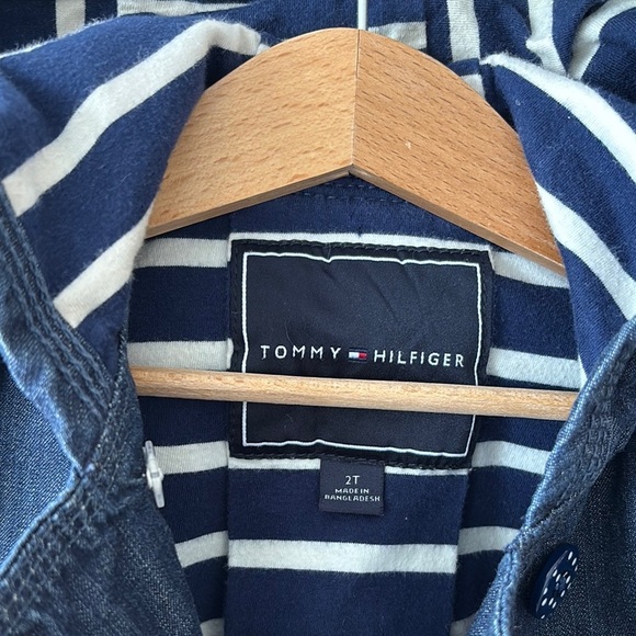 Tommy Hilfiger Blue and White Jean Jacket with Hood - Picture 3 of 4